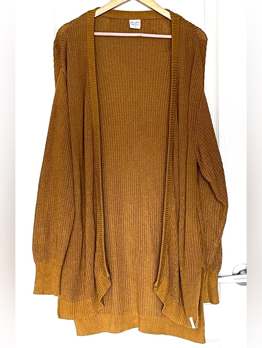 Jax + Lennon Bamboo Organic Cotton Ribbed Knit Cardigan Sweater Mustard M/L